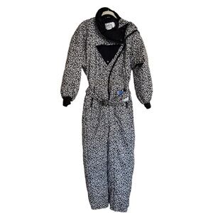 S OLD-90s Vintage Black White Kaelin Ski One Piece Ski Suit by Peter Steinebronn